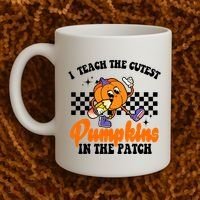 I Teach The Cutest Pumpkins Retro Teacher Halloween Coffee Mug thumb 2