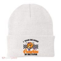 I Teach The Cutest Pumpkins Retro Teacher Halloween Beanie thumb 0