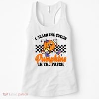 I Teach The Cutest Pumpkins Retro Teacher Halloween Women's Tank Top thumb 0