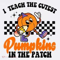 I Teach The Cutest Pumpkins Retro Teacher Halloween Women's Tank Top thumb 5
