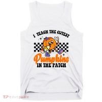 I Teach The Cutest Pumpkins Retro Teacher Halloween Tank Top thumb 0