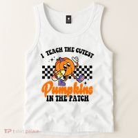 I Teach The Cutest Pumpkins Retro Teacher Halloween Tank Top thumb 2