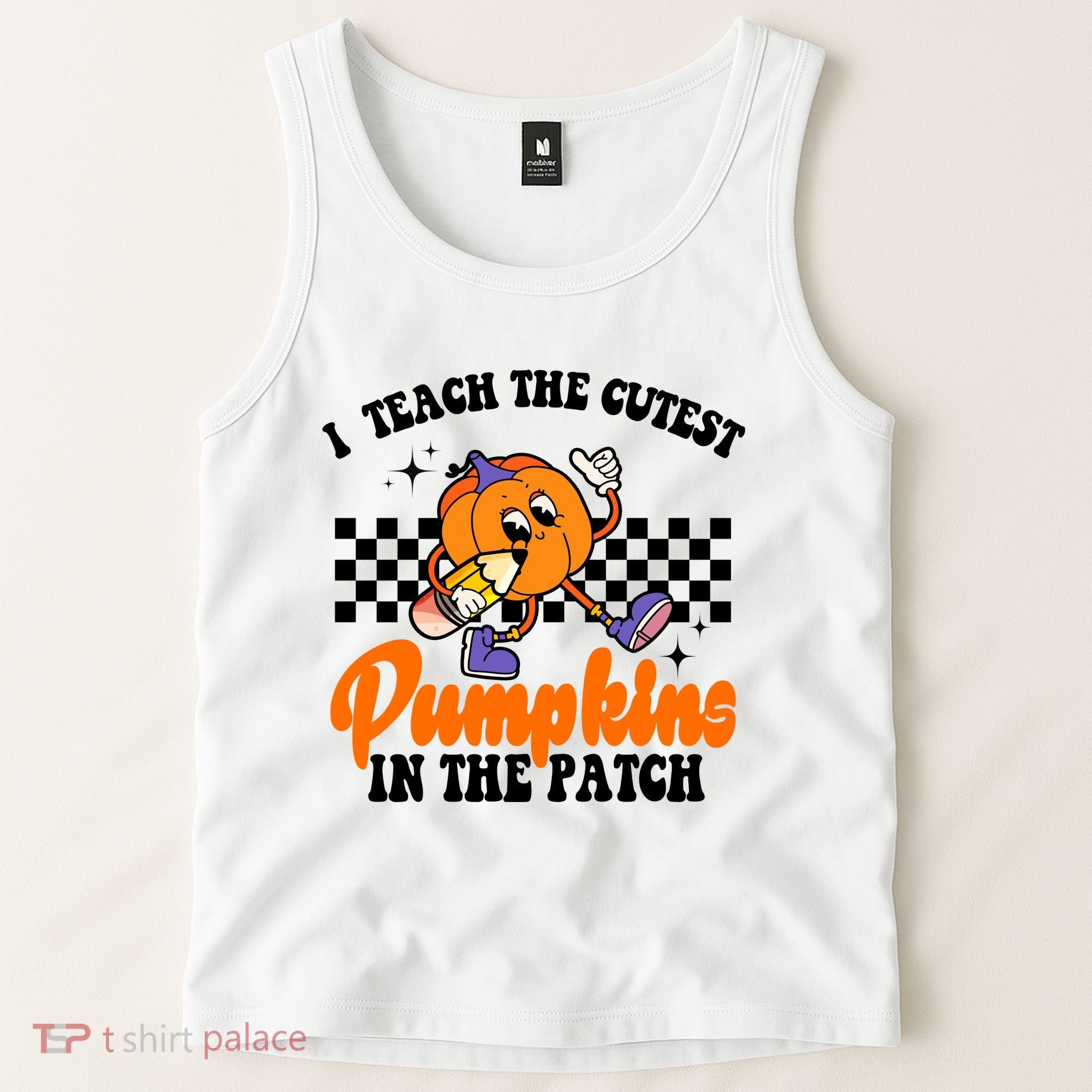 I Teach The Cutest Pumpkins Retro Teacher Halloween Tank Top