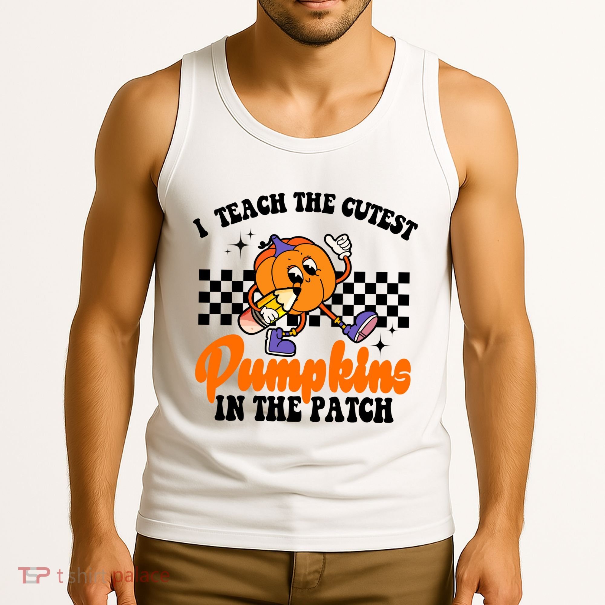 I Teach The Cutest Pumpkins Retro Teacher Halloween Tank Top