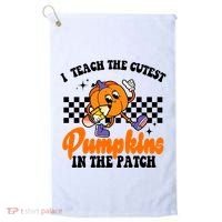 I Teach The Cutest Pumpkins Retro Teacher Halloween Golf Towel thumb 0