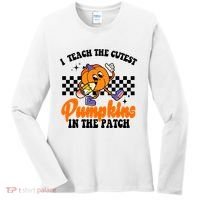 I Teach The Cutest Pumpkins Retro Teacher Halloween Women's Long Sleeve Shirt thumb 0