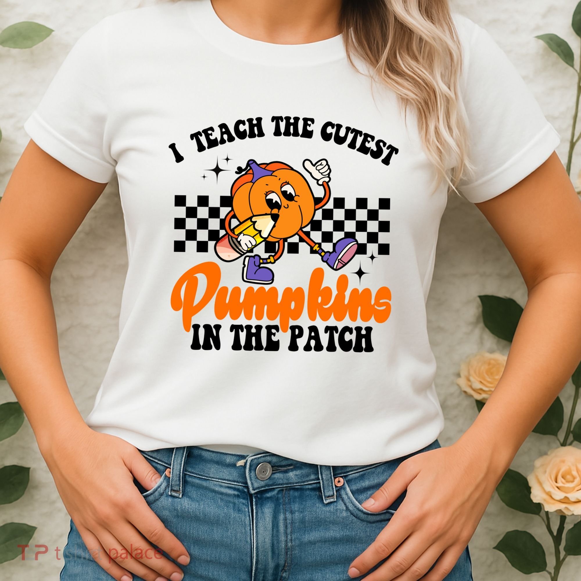 I Teach The Cutest Pumpkins Retro Teacher Halloween Women's T-Shirt