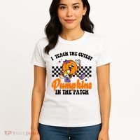 I Teach The Cutest Pumpkins Retro Teacher Halloween Women's T-Shirt thumb 4
