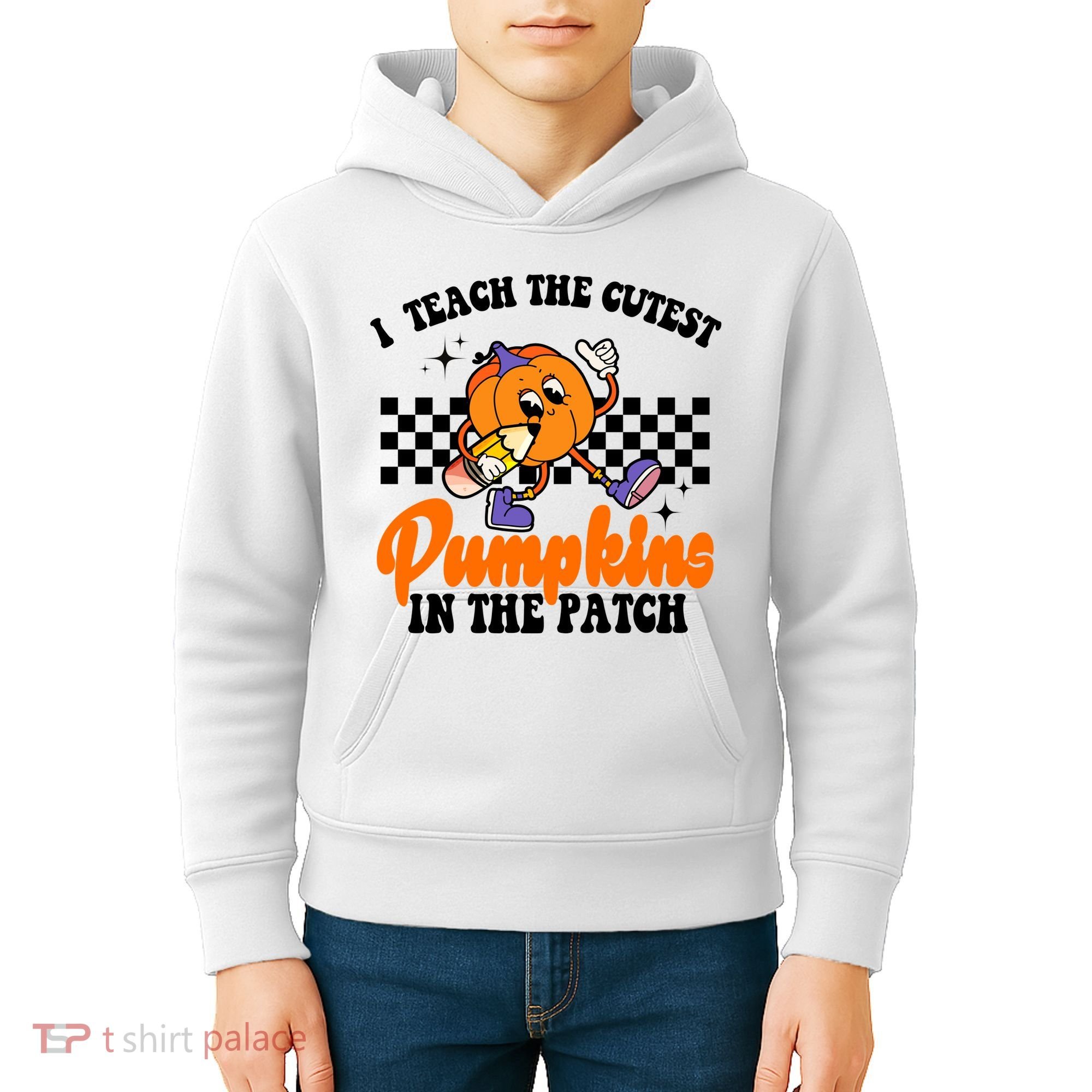 I Teach The Cutest Pumpkins Retro Teacher Halloween Kids Hoodie