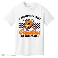 I Teach The Cutest Pumpkins Retro Teacher Halloween Kids T-Shirt thumb 0