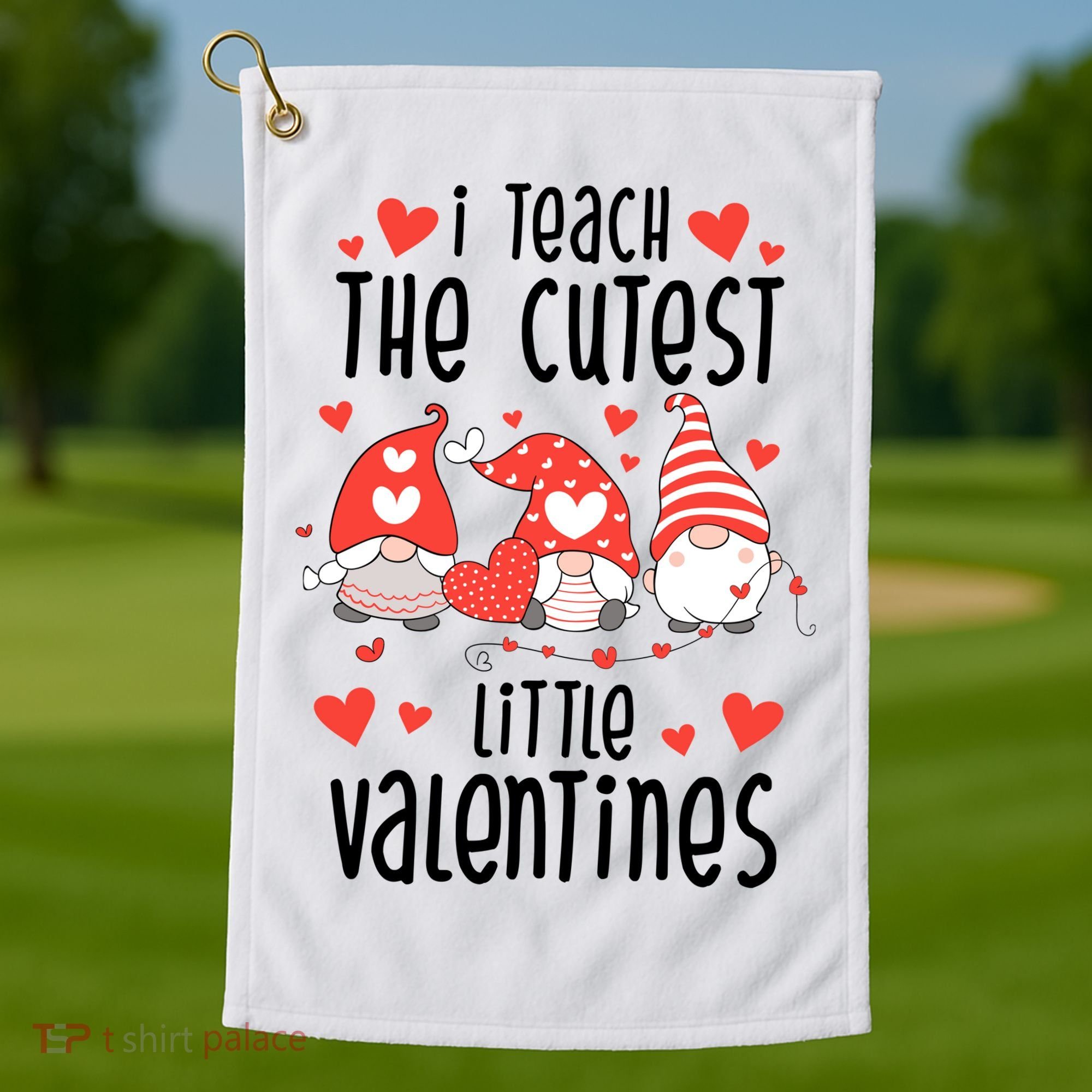 I Teach The Cutest Little Valentines Teacher Golf Towel
