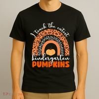 I Teach The Cutest Kindergarten Pumpkins T-Shirt thumb 3
