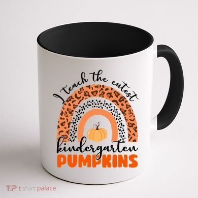 I Teach The Cutest Kindergarten Pumpkins Coffee Mug back