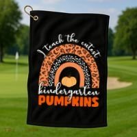 I Teach The Cutest Kindergarten Pumpkins Golf Towel thumb 1