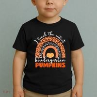 I Teach The Cutest Kindergarten Pumpkins Toddler T-Shirt thumb 2