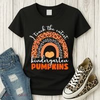 I Teach The Cutest Kindergarten Pumpkins Women's T-Shirt thumb 3