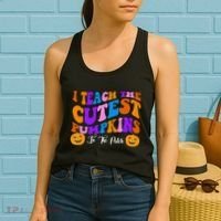 I Teach The Cutest Pumpkins In The Patch Halloween Teacher Women's Tank Top thumb 2