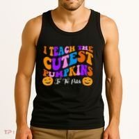 I Teach The Cutest Pumpkins In The Patch Halloween Teacher Tank Top thumb 3