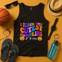 I Teach The Cutest Pumpkins In The Patch Halloween Teacher Tank Top thumb 4