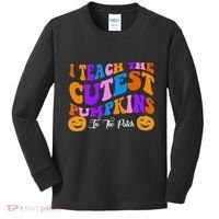I Teach The Cutest Pumpkins In The Patch Halloween Teacher Kids Long Sleeve Shirt thumb 0