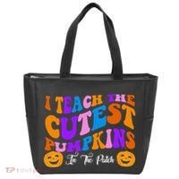 I Teach The Cutest Pumpkins In The Patch Halloween Teacher Tote Bag thumb 0
