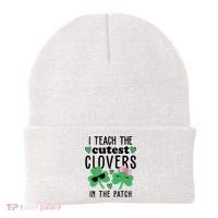 I Teach The Cutest Clovers In The Patch St Patrick's Day Teacher Beanie thumb 0