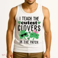 I Teach The Cutest Clovers In The Patch St Patrick's Day Teacher Tank Top thumb 3