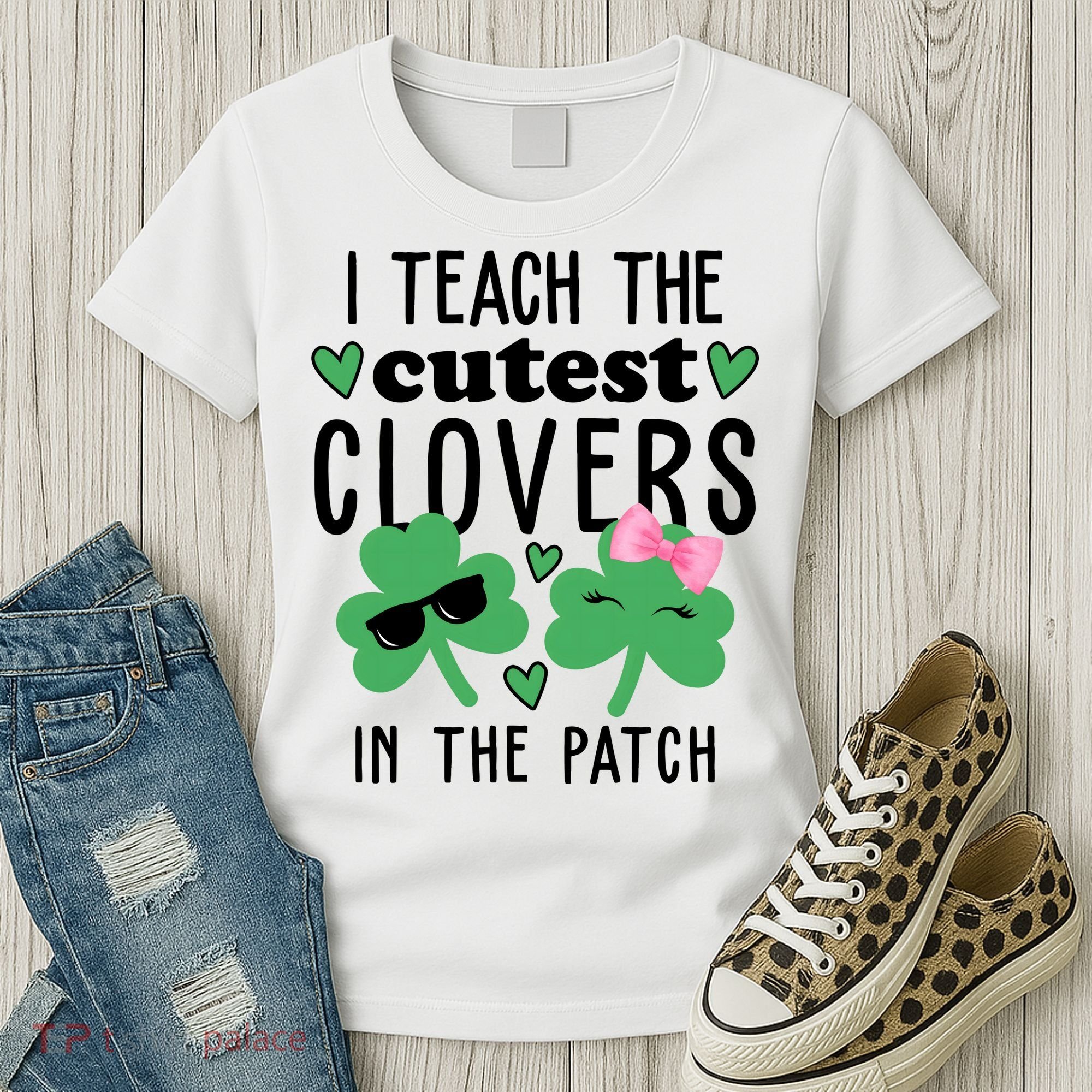 I Teach The Cutest Clovers In The Patch St Patrick's Day Teacher Women's T-Shirt