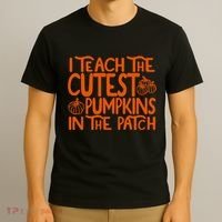 I Teach The Cutest Pumpkins In The Patch Halloween Teacher T-Shirt thumb 3