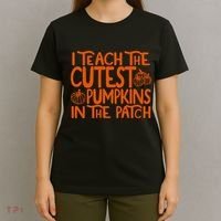 I Teach The Cutest Pumpkins In The Patch Halloween Teacher T-Shirt thumb 4