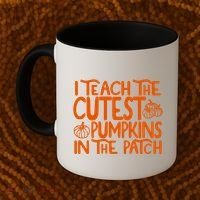 I Teach The Cutest Pumpkins In The Patch Halloween Teacher Coffee Mug thumb 2