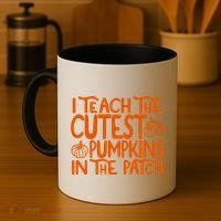 I Teach The Cutest Pumpkins In The Patch Halloween Teacher Coffee Mug thumb 4