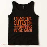 I Teach The Cutest Pumpkins In The Patch Halloween Teacher Tank Top thumb 2