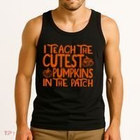 I Teach The Cutest Pumpkins In The Patch Halloween Teacher Tank Top thumb 3