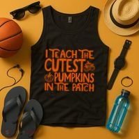 I Teach The Cutest Pumpkins In The Patch Halloween Teacher Tank Top thumb 4