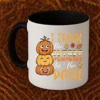 I Teach The Cutest Pumpkins In The Patch Rainbow Girls Boys Coffee Mug thumb 2