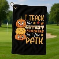 I Teach The Cutest Pumpkins In The Patch Rainbow Girls Boys Golf Towel thumb 1