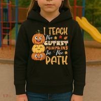 I Teach The Cutest Pumpkins In The Patch Rainbow Girls Boys Kids Hoodie thumb 3