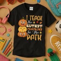 I Teach The Cutest Pumpkins In The Patch Rainbow Girls Boys Kids T-Shirt thumb 3