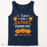 I Teach The Cutest Pumpkins In The Patch Halloween Quote Tank Top thumb 2