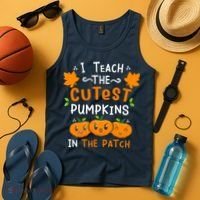 I Teach The Cutest Pumpkins In The Patch Halloween Quote Tank Top thumb 4