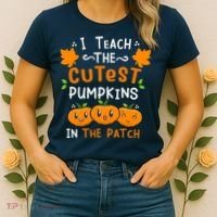 I Teach The Cutest Pumpkins In The Patch Halloween Quote Women's T-Shirt thumb 2