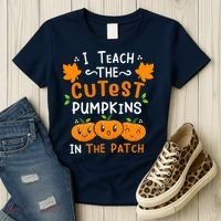 I Teach The Cutest Pumpkins In The Patch Halloween Quote Women's T-Shirt thumb 3