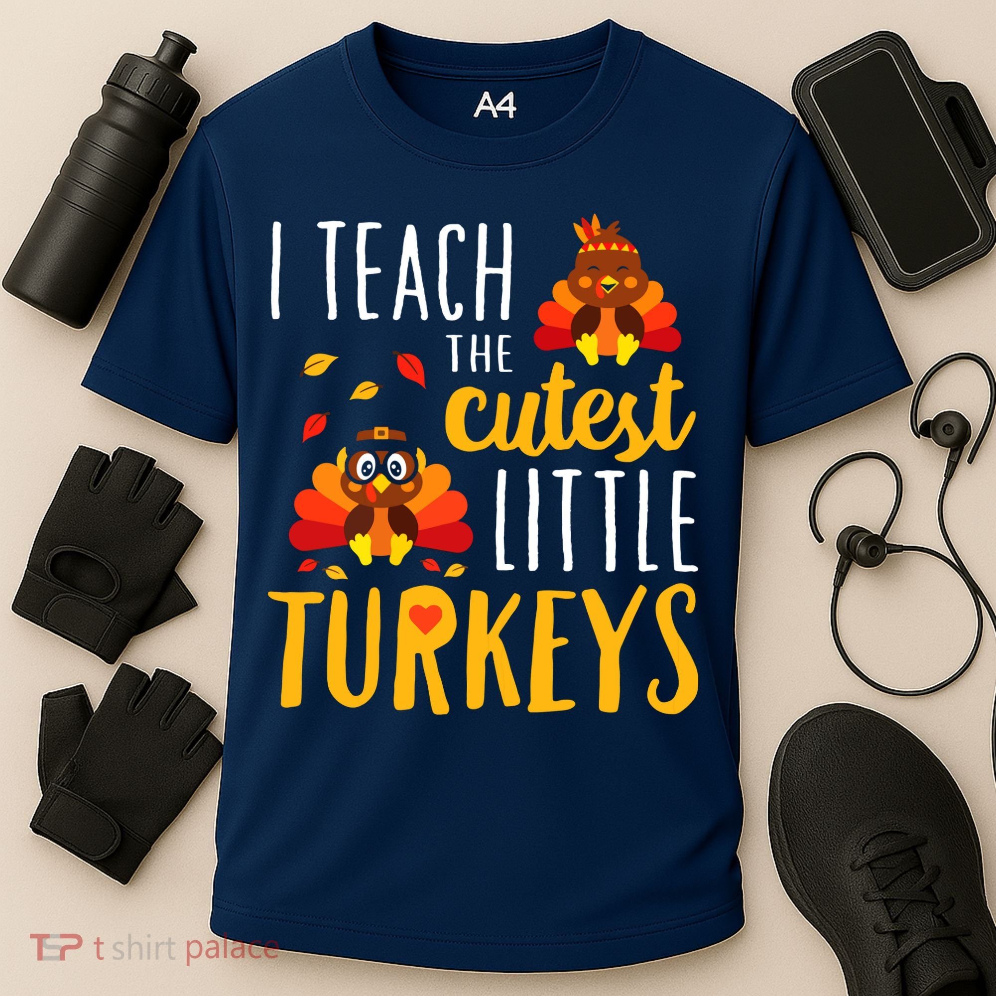 I Teach The Cutest Little Turkeys School Thankful Cooling Performance Crew T-Shirt