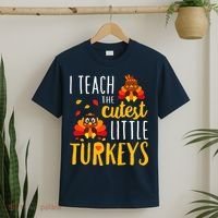 I Teach The Cutest Little Turkeys School Thankful T-Shirt thumb 2