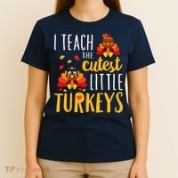 I Teach The Cutest Little Turkeys School Thankful T-Shirt thumb 4