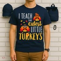 I Teach The Cutest Little Turkeys School Thankful T-Shirt thumb 6