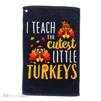 I Teach The Cutest Little Turkeys School Thankful Golf Towel thumb 0