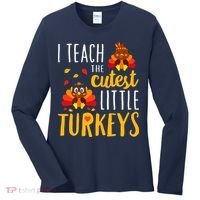 I Teach The Cutest Little Turkeys School Thankful Women's Long Sleeve Shirt thumb 0