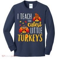 I Teach The Cutest Little Turkeys School Thankful Kids Long Sleeve Shirt thumb 0